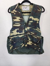 Vintage Duck Bay Camo Hunting Vest Mens S Game Pouch Mesh Back Cotton Duck