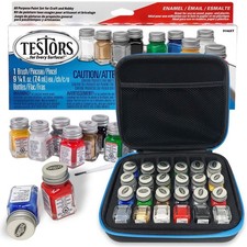 Testors Enamel Model Paint 10pc Set Storage Case All Purpose Colors