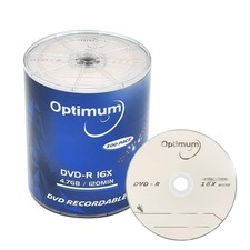 OPTIMUM DVD-R Blank Discs 4.7GB 16X Recordable Disc Branded Logo - 100 Disc...
