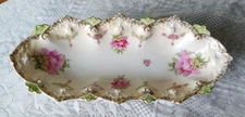 Antique 1884-1909 M Z Habsburg Austria Rose Porcelain Oval Relish Dish