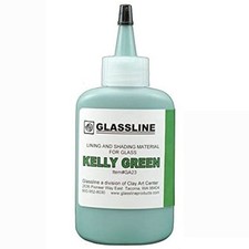 Glassline Kelly Green Paint 2oz.Squeeze Bottle for Glass 90/96 COE Lead-Free