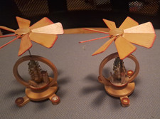 Para Vintage Drewniane Boże Narodzenie Republika Niemiecka Spinner Owczarek Owczarek