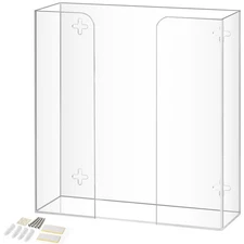 Double Glove Box Holder Dispenser - Wall Mount or Countertop Load Open Top Clear