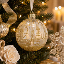 Gisela Graham Glass Gold London Skyline Christmas Tree Bauble Luxury Ornament