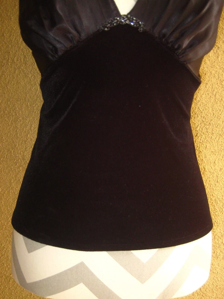 Top de colección Jon Quil Diane Samandi satinado/terciopelo aterciopelado correa elástica camsiole S Foto 3 de 4