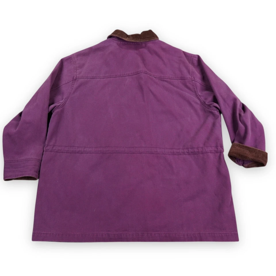 VTG Denim Co Barn Jacket Womens 1X Purple Cotton Chore Coat Corduroy Collar - Image 2 of 4