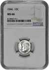 1946 10C Silver Roosevelt Dime NGC Graded MS 66