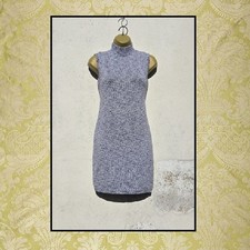 Forever 21 Medium Size 12 Blue White Speckled Sleeveless Roll Neck Jumper Dress