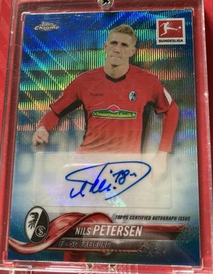 Topps Chrome Bundesliga 2018/2019 Nils Petersen Autograph 41/75 Blue Wave