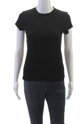 Perfect White Tee Womens Black Basic T-Shirt Crew Neck Short Sleeve Size S