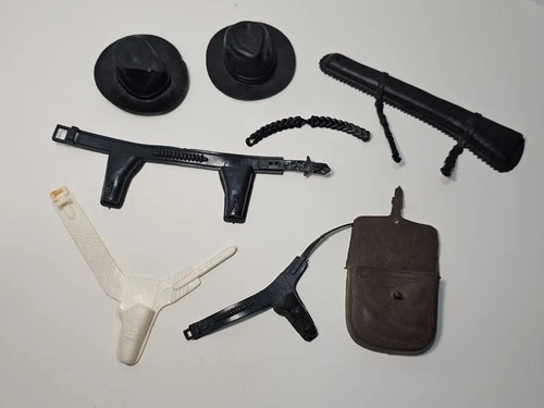 Vintage Marx Johnny West Western Accessory Lot Gun Holster Hat Bag Darci Kenner