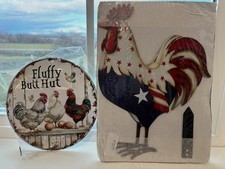 Chicken Coop Signs Patriotic Rooster Fluffy Butt Hut