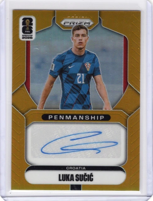 Luka Sucic Prizm 2026 World Cup Penmanship True Gold Croatia Auto P-LS 5/10