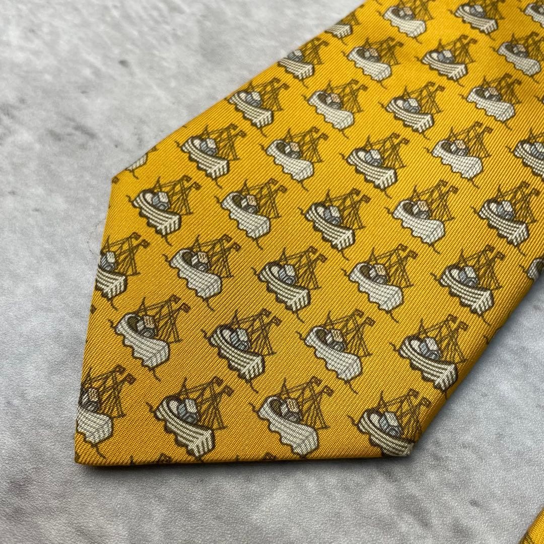 Condition HERMES Tie Boat Small Pattern Mustard Y… - image 3