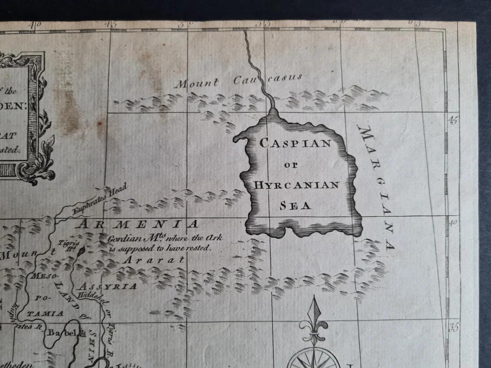 Antique 1765 biblical map - Garden of Eden & Mount Ararat - - Image 4 of 4