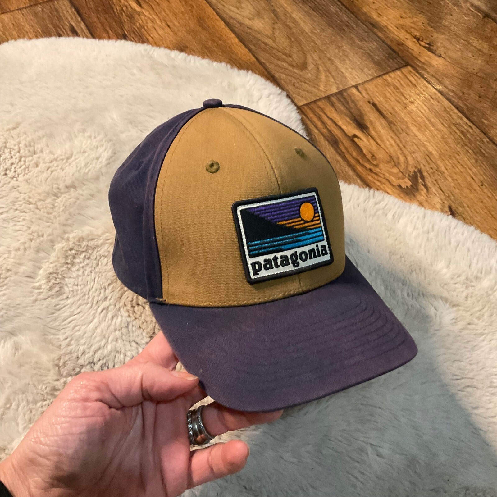 Patagonia Patch Snap Back Baseball Cap Hat Brown … - image 1