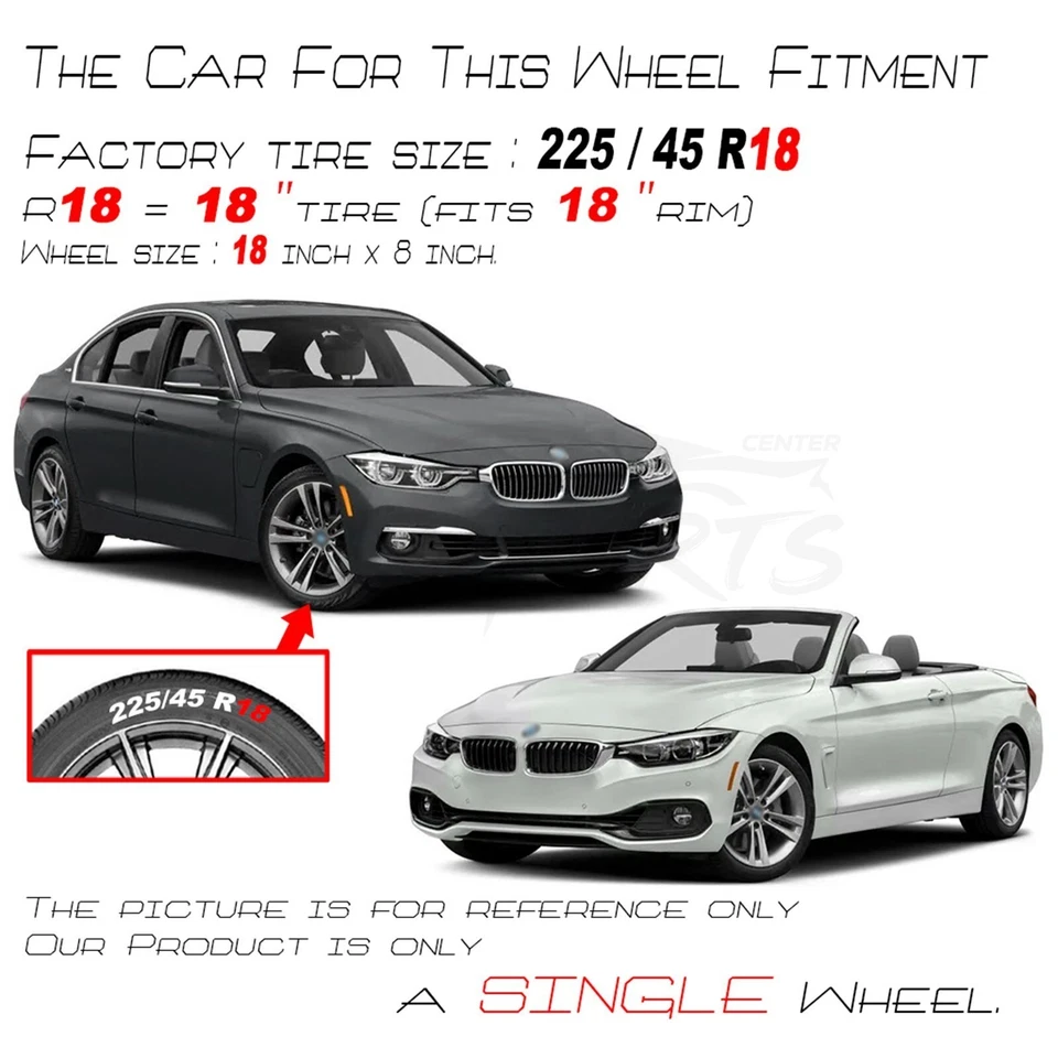 18"x 8" Wheel Rim 2012-2020 For BMW 320i 328i 330i 335i 340i 428i 430i 435i 440i Foto 2 de 4