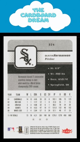 Dustin Hermanson 2006 Fleer #374 Chicago White Sox Baseball Card - Picture 2 of 2