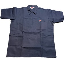 Ben Davis Shirt Mens Large Navy Blue 1/4 Zip Pullover Work Made In USA