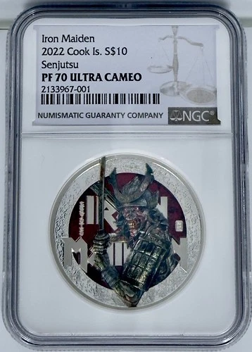 2022 Cook Islands $10 Iron Maiden SENJUTSU NGC PF70 2oz Silver Coin High Relief