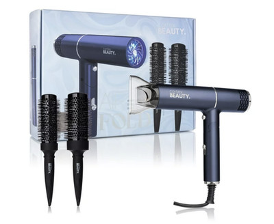 CORTEX BEAUTY AirFold Ionic Foldable Dryer 2Pcs Blowout Brush Set JR-915T - BLUE
