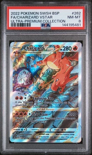 2022 POKEMON SWSH BLACK STAR PROMO #262 FULL ART/CHARIZARD VSTAR PSA 8