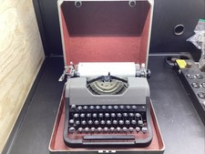 Vintage 1950s Underwood Leader Portable Typewriter With Case Black And Gray thumbnail