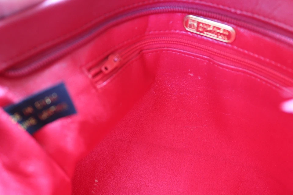 Cartera Bandolera Anne Klein de Calderón Vintage Años 80 Cuero Rojo Manzana Foto 4 de 4