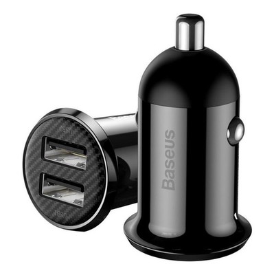 Autoladegerät 12-24V 2xUSB 4.8A, Schwarz, Baseus