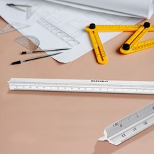 12" TRIANGULAR ALUMINIUM TRI SCALE METAL RULER ARCHITECTS ENGINEERS RULE 30CM