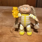 Vintage 1984 Cabbage Patch Kids PVC Posable Figure with Blond Braids Teddy Bear