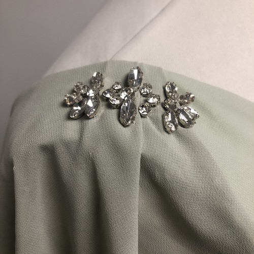 Pale Green Bridesmaids Prom Dress Diamante Beaded Detailing UK Size 18 Formal - Picture 7 of 14