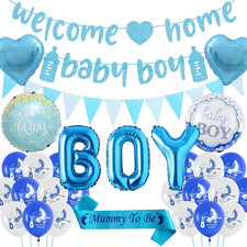 Welcome Home Baby Boy Deko - Willkommen Zuhause Girlande Luftballons Dekoration 