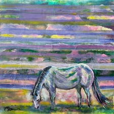 Original Painting Modern Art - OOAK - Purple Horse Expressionism - Missi Olsen