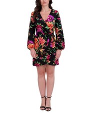 Siena Womens Floral Surplice V-Neck White Multi, 6