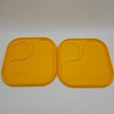 Vintage Snack Set by Ingrid of Chicago Set of 2 Yellow Snack Plates