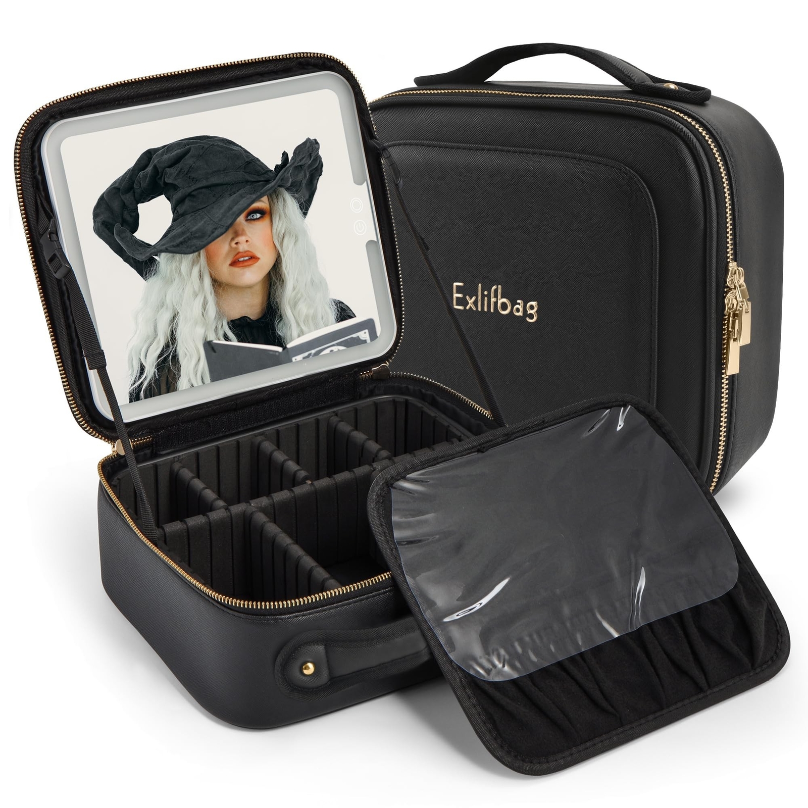 LED Mirror Makeup Bag – Portable Travel Organizer for Cosmetics-image