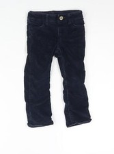 Gap Girls Blue Cotton Chino Trousers Size 3 Years Regular Snap