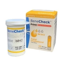 1 Box BENECHECK Prime Cholesterol Test Strips (10 Strips) ED 11/2026