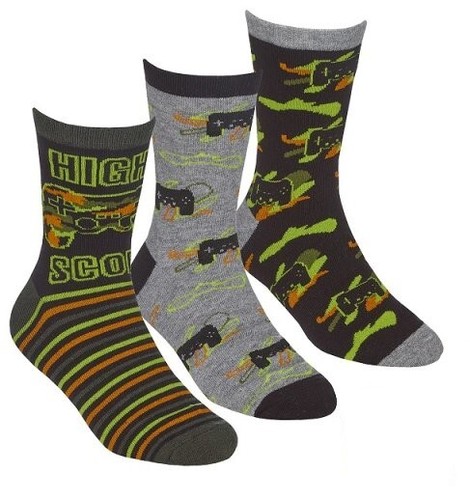 3 Pairs Boys Girls Socks Fast Food Football Dinosaurs Camo Gamer Gaming - Picture 31 of 35