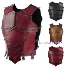 Medieval Knight Cosplay Chest Armor Faux Leather Vest Top Ancient Greece Costume