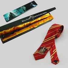 Harry Potter Wand Gryffindor Neck Tie Cosplay Costume Wizard Halloween Gift Set