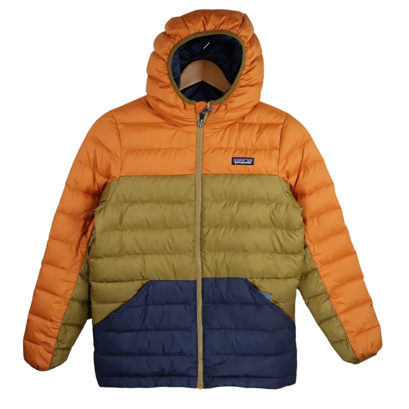 patagonia down insulated quilted striped jacket