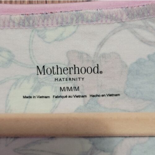 Motherhood Maternity Shirt Large Fitted Vneck Short Sleeve Pink Floral Botanical - 第 3/6 張圖片