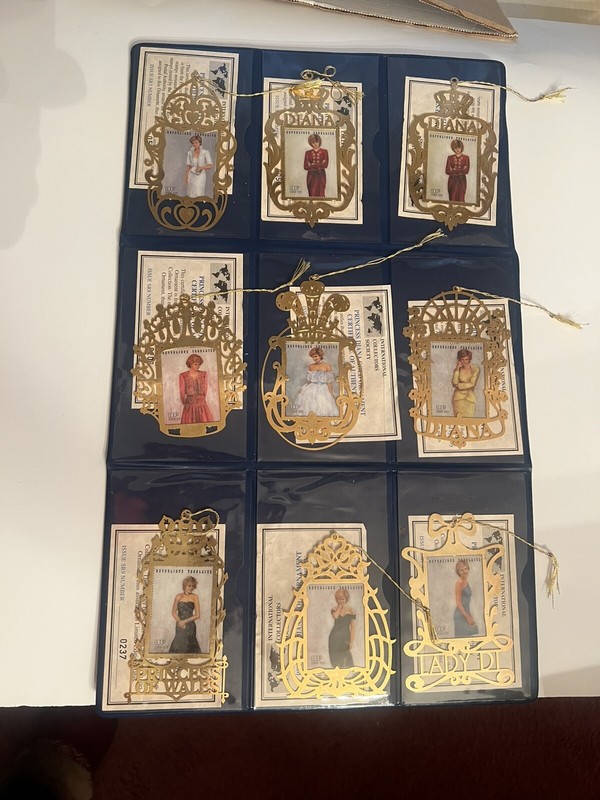 Princess Diana Comm Gown Stamps Ornament Int’l Collectors-a Set of 9 ICS Album