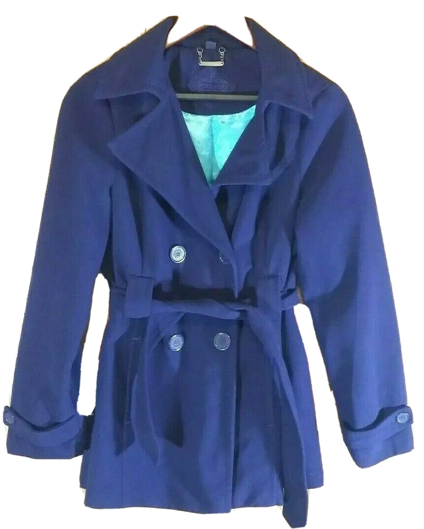 Medium Jou Jou Purple Double Breasted Belted Pea Coat 600mm Polyurethane Coating
