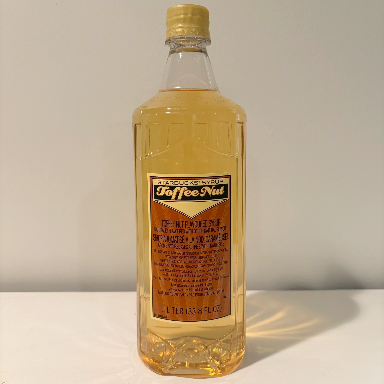 NEW! Starbucks Toffee Nut Flavored Syrup 1 Liter Bottle No Pump Exp