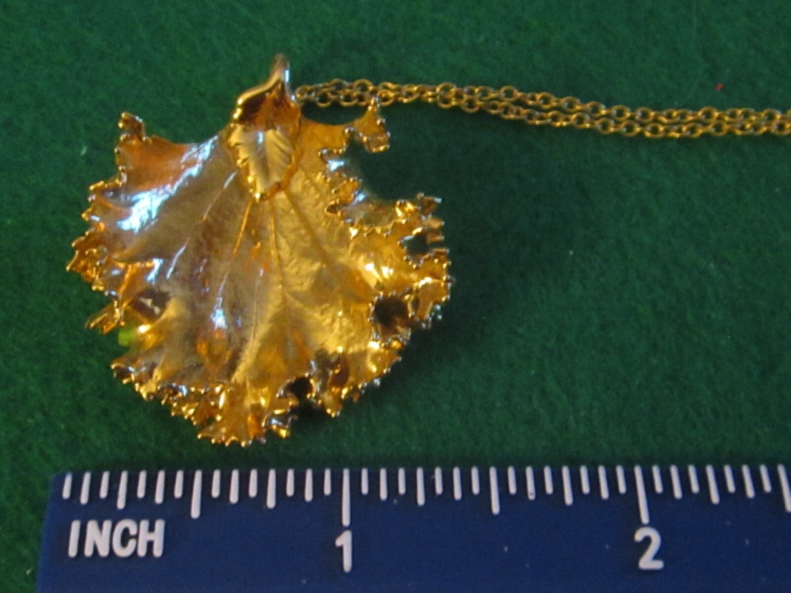 Gold Necklace with 24k Gold Dipped  Parsley Leaf … - image 1