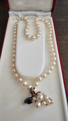 Majorica Pearl Necklace mm 44 cm Sterling Silver Gold Clasp