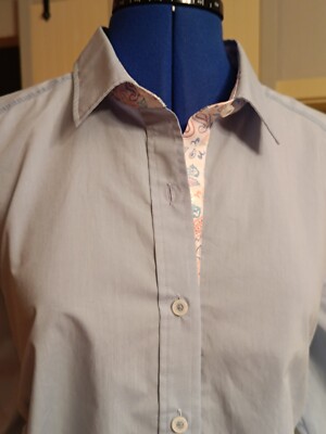 Bluse Damen Walbusch 46 blau Kragen kombiniert Langarm Business klassisch neu